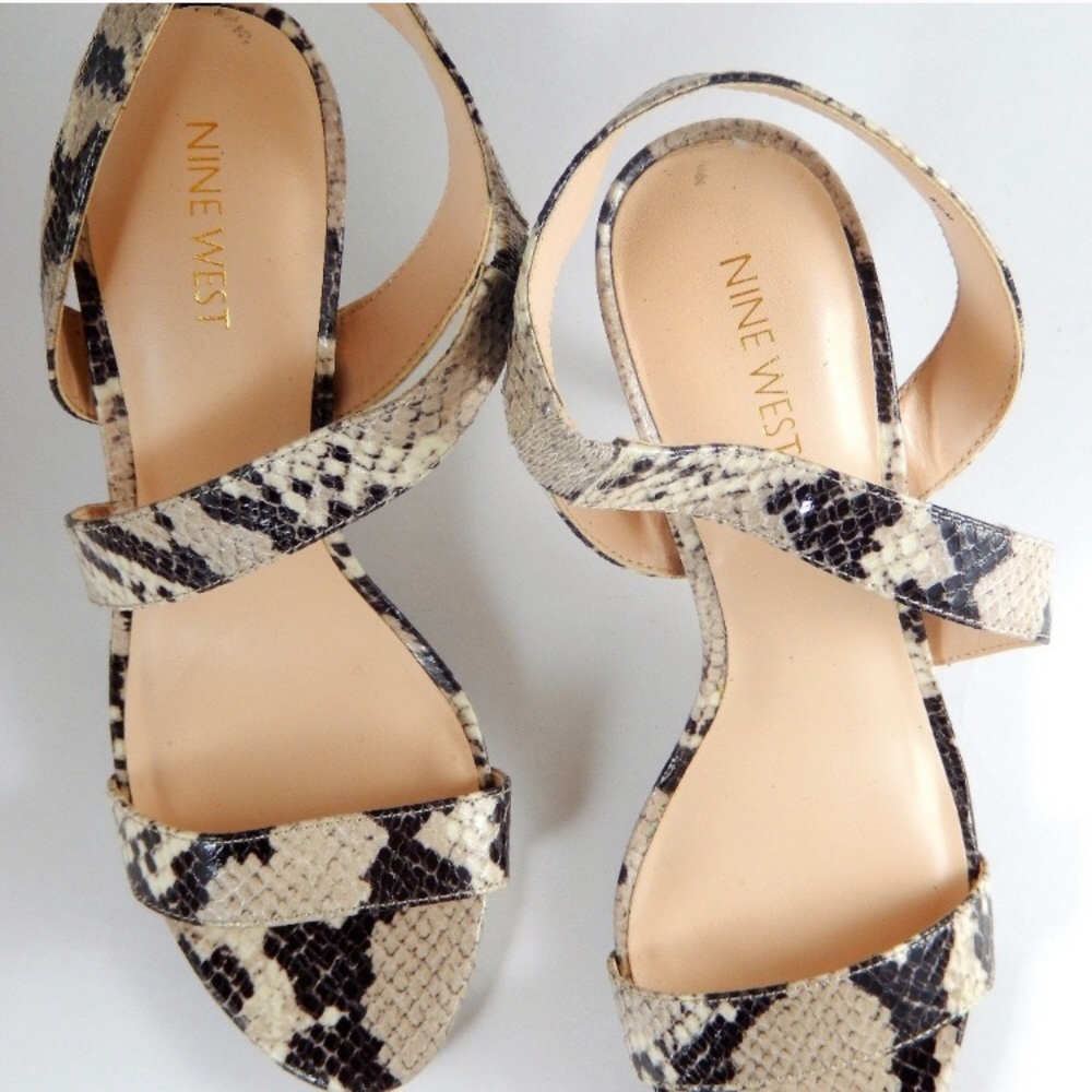 Nine West Embossed Python Sandal Heels - Picture 3 of 6